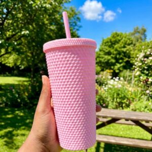 Pink Plastic Straw Cup